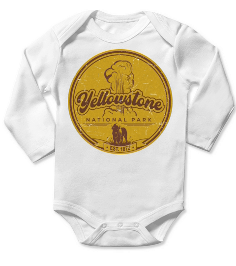 Yellowstone US National Park Bison Buffalo Vintage Long Sleeve Baby One-Piece
