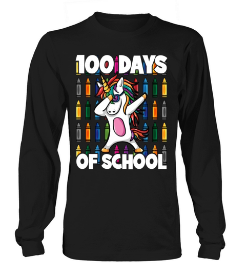 100 Days of School Crayon Dabbing Unicorn Magic Long sleeved Unisex