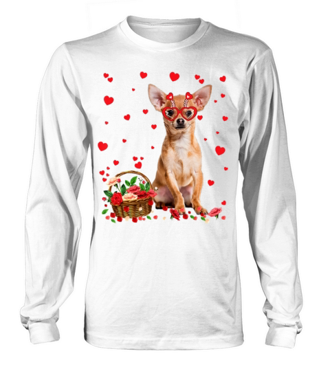 Chihuahua Valentines Day Dog Heart Flowers1890 Long sleeved Unisex