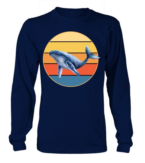 Cute Kawaii Whale Retro Sunset Vintage Ocean Long sleeved Unisex