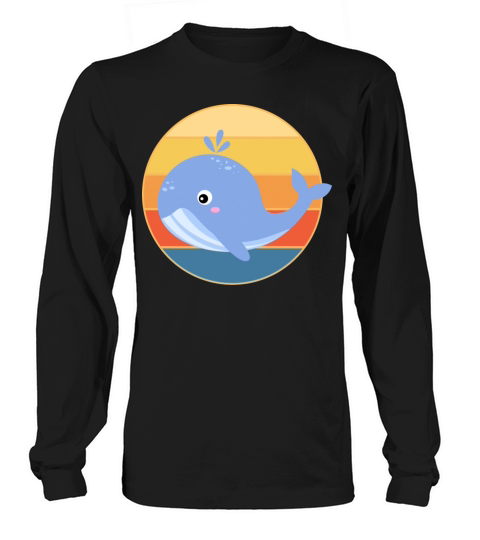 Cute Kawaii Whale Retro Sunset Vintage Ocean Long sleeved Unisex