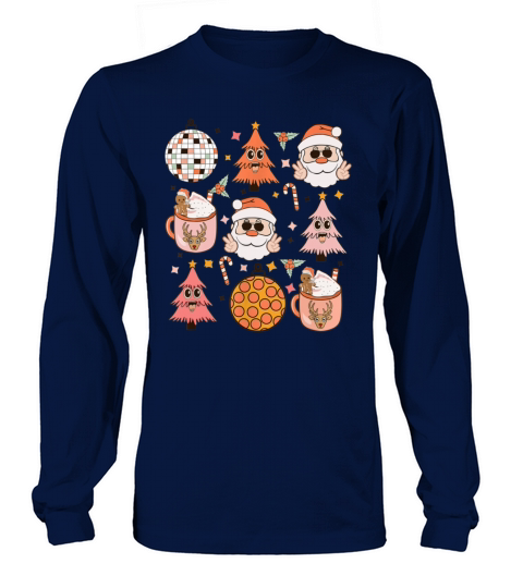 Merry Christmas Retro Vintage Groovy Christmas With Santa Claus Long sleeved Unisex