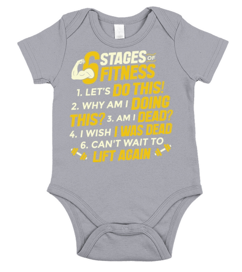 6 Stages of Fitness Workout Bodybuilding Gym Lover Short Sleeve Baby One-Piece