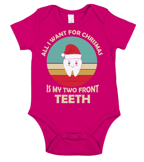 All I Want For Christmas Is My Two Front Teeth Short Sleeve Baby One-Piece