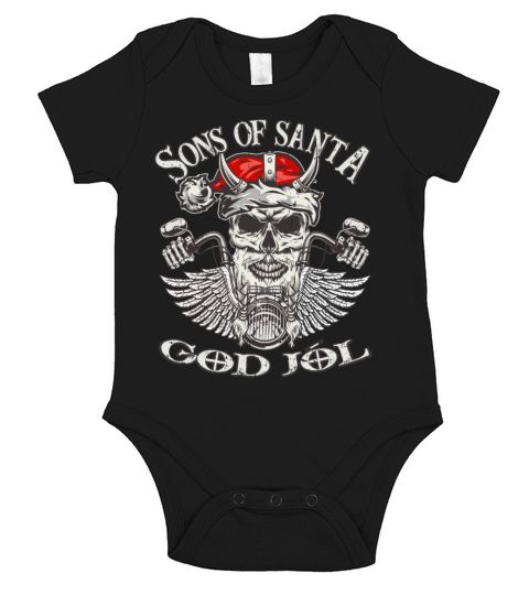 Biker Sons of Santa - Viking Motorcycle Christmas Short Sleeve Baby One-Piece