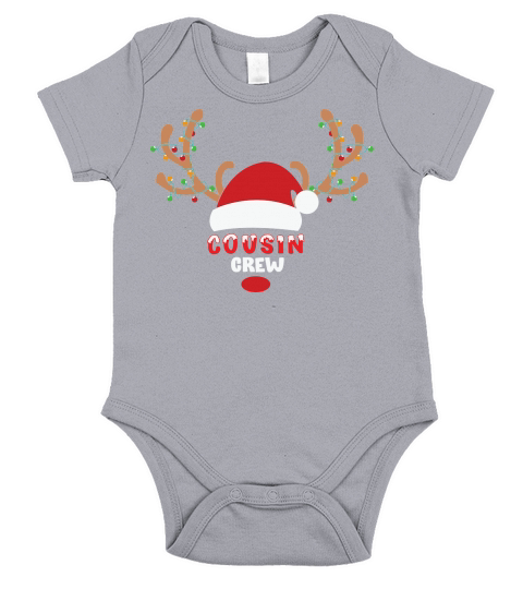 Merry Christmas Cousin Crew Reindeer Matching Short Sleeve Baby One-Piece