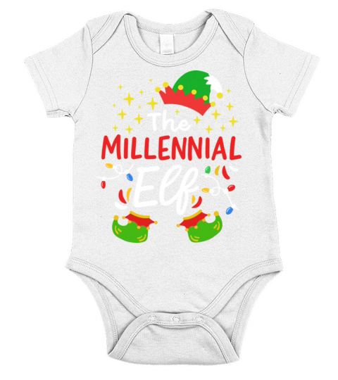 Christmas Millennial Elf Short Sleeve Baby One-Piece
