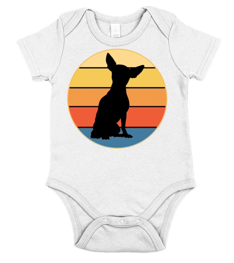 Cute Chihuahua Dog Breed Vintage Retro Sunset Short Sleeve Baby One-Piece