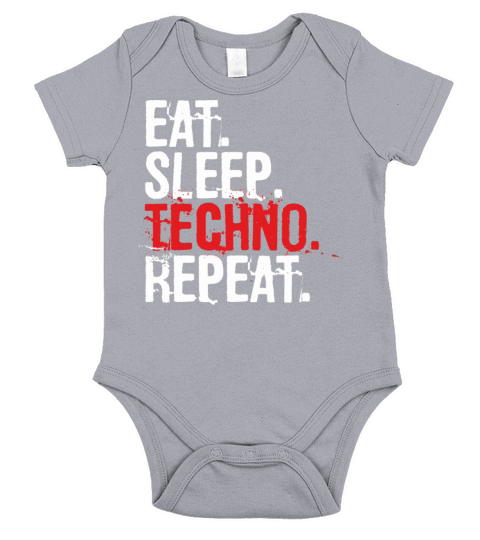 Eat Sleep Techno Repeat Music Lover Gift Funny Quo Short Sleeve Baby One-Piece