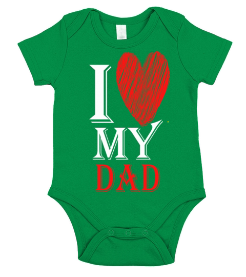 I Love My Dad Purview With Red heart814 Short Sleeve Baby One-Piece