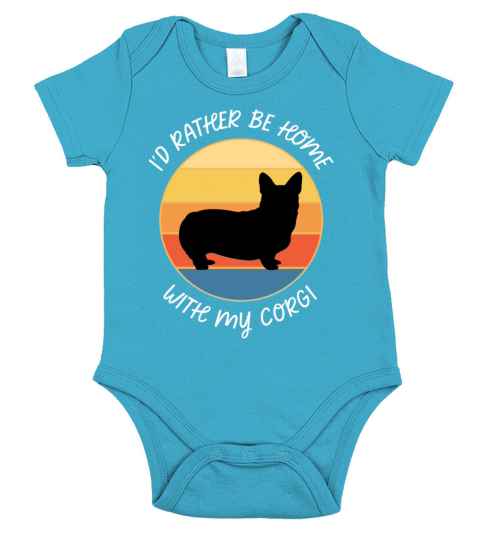 Id Rather Be Home With My Corgi Retro Sunset Short Sleeve Baby One-Piece