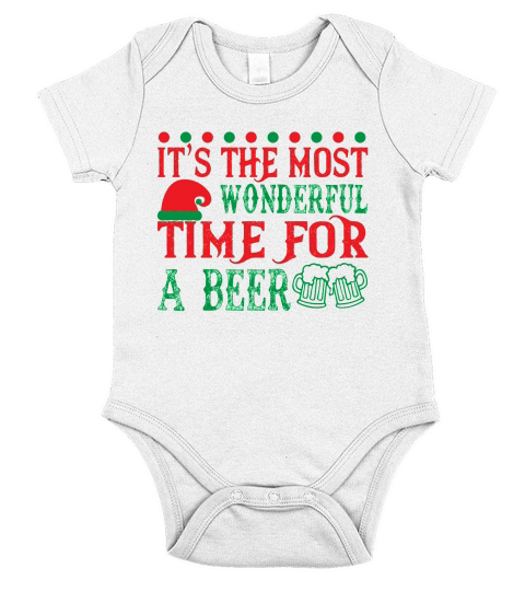 Its the most wonderful time for a beer happy christmas Short Sleeve Baby One-Piece