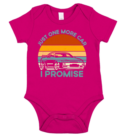 Just One More Car I Promise Funny Retro Vintage Short Sleeve Baby One-Piece