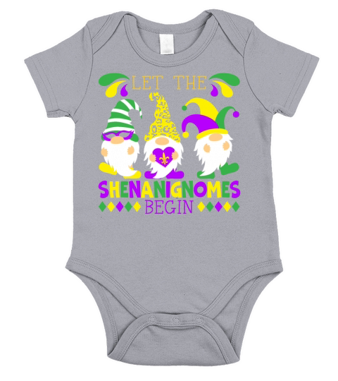 Let The Shenanigan Begin Mardi Gras Garden Gnome Short Sleeve Baby One-Piece