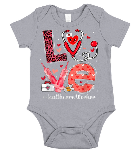 LOVE Heart Stethoscope Healthcare Worker Funny Val Short Sleeve Baby One-Piece