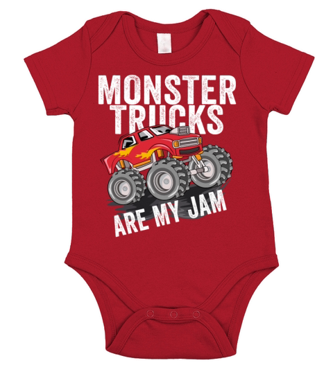 Monster Trucks Are My Jam Vintage Retro Short Sleeve Baby One-Piece