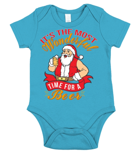 Most Wonderful Time For A Beer Retro Christmas Short Sleeve Baby One-Piece