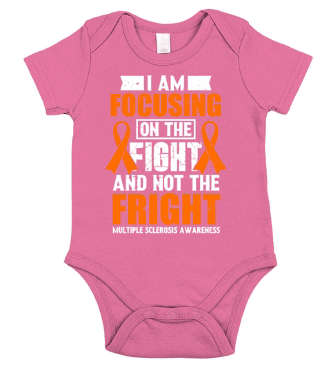 Multiple Sclerosis Awareness Orange Ribbon Focus Short Sleeve Baby One-Piece