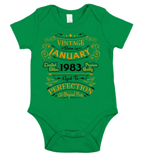 Vintage born in January 1983 Birthday gift Short Sleeve Baby One-Piece