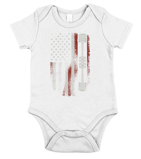 Vintage Patriotic American Flag Piston Short Sleeve Baby One-Piece