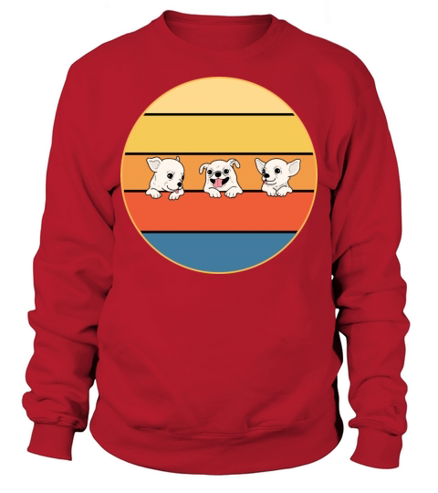 Cute 3 Chihuahua Dog Breed Vintage Retro Sunset Sweatshirt Unisex
