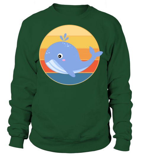 Cute Kawaii Whale Retro Sunset Vintage Ocean Sweatshirt Unisex