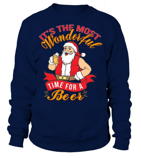 Most Wonderful Time For A Beer Retro Christmas Sweatshirt Unisex