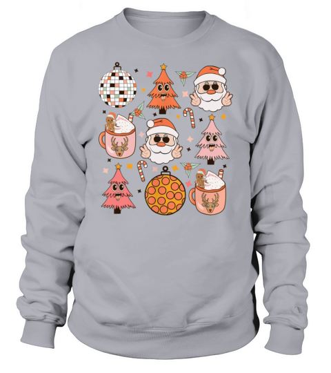Merry Christmas Retro Vintage Groovy Christmas With Santa Claus Sweatshirt Unisex