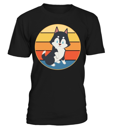 Funny Kawaii Cute Husky Dog Vintage Retro Sunset T-Shirt Unisex