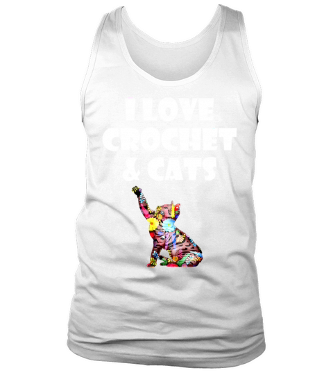 Cat I Love Crochet Cats Embroidery Needlepoint Tank Top Unisex