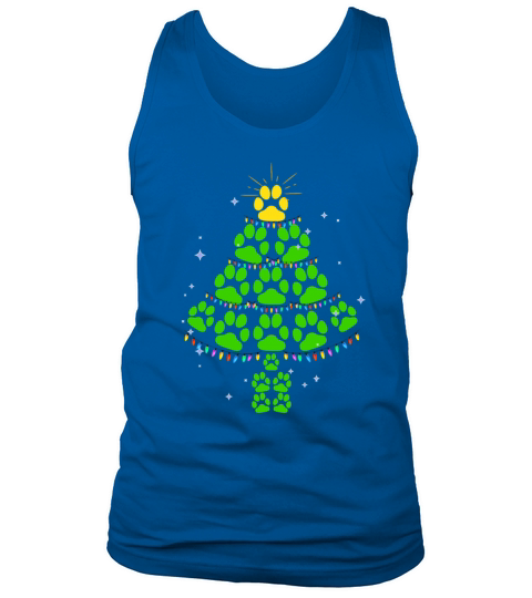 Christmas XMas Tree Super Cute Dog Paws Print Tank Top Unisex