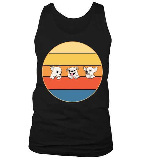 Cute 3 Chihuahua Dog Breed Vintage Retro Sunset Tank Top Unisex