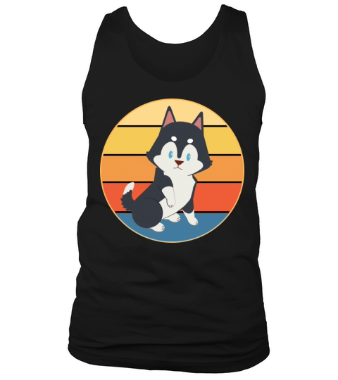 Funny Kawaii Cute Husky Dog Vintage Retro Sunset Tank Top Unisex
