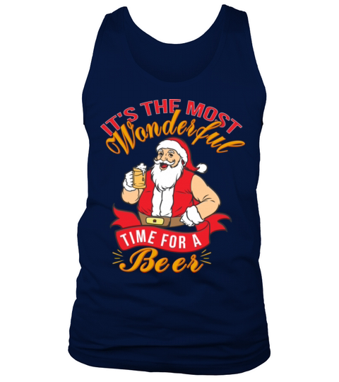 Most Wonderful Time For A Beer Retro Christmas Tank Top Unisex