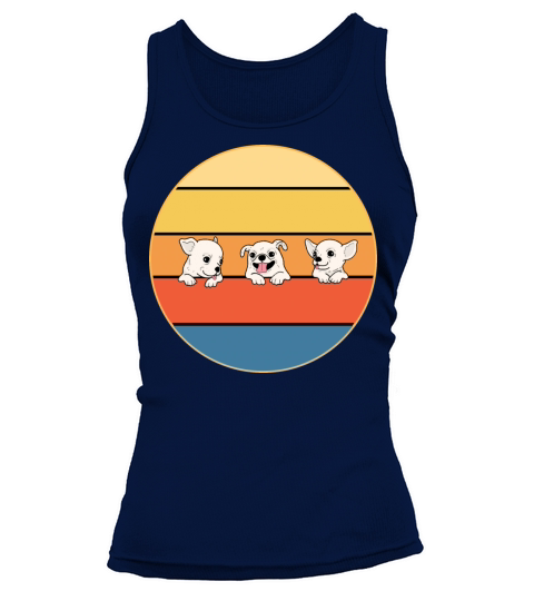 Cute 3 Chihuahua Dog Breed Vintage Retro Sunset Tank top Woman
