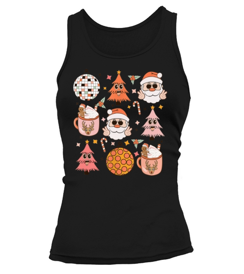Merry Christmas Retro Vintage Groovy Christmas With Santa Claus Tank top Woman