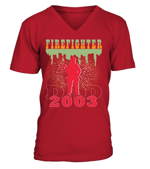 2003 vintage fireman birthday firefighter V-Neck T-shirt