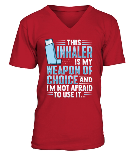 Albuterol Asthma Inhaler Design for an Asthmatic V-Neck T-shirt