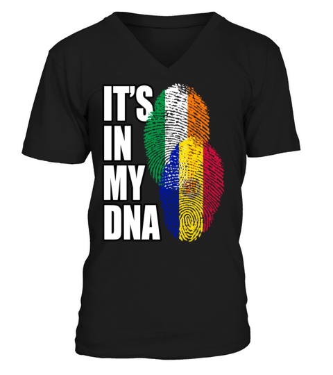 Andorran And Irish Mix Heritage DNA Flag V-Neck T-shirt
