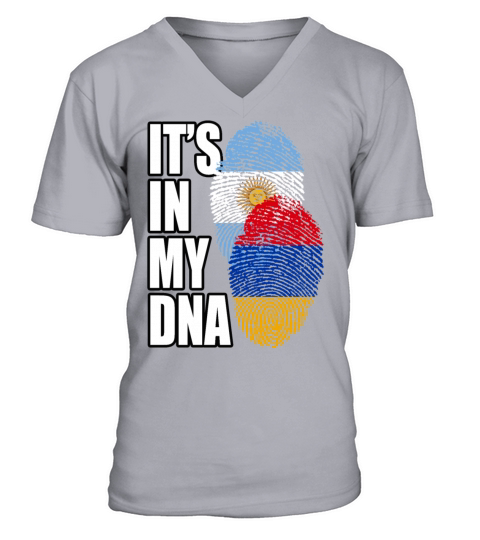 Armenian And Argentinian Mix Heritage DNA Flag V-Neck T-shirt