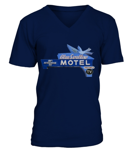 Blue Swallow Motel Route 66 Neon Tucumcari NM V-Neck T-shirt