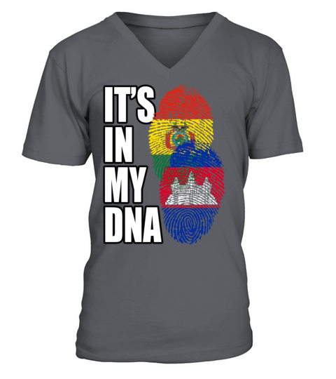 Cambodian And Bolivian Mix Heritage DNA Flag V-Neck T-shirt