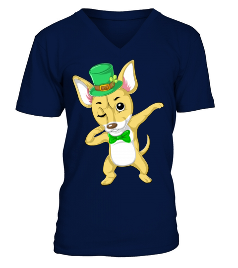 dabbing chihuahua st patricks day V-Neck T-shirt