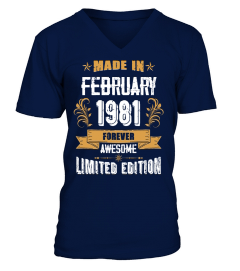 February 1981 Vintage Birthday Present V-Neck T-shirt