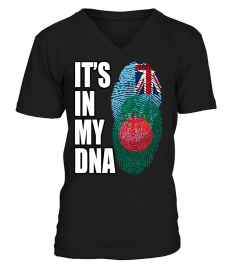 Fijian And Bangladeshi Mix Heritage DNA Flag V-Neck T-shirt