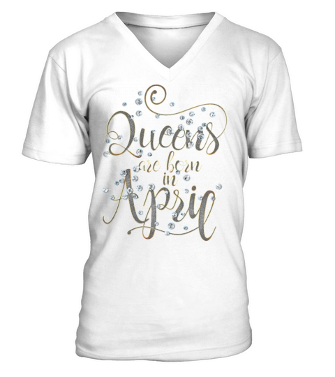 Funny Bday Party Queens Are Born in April Vintage V-Neck T-shirt