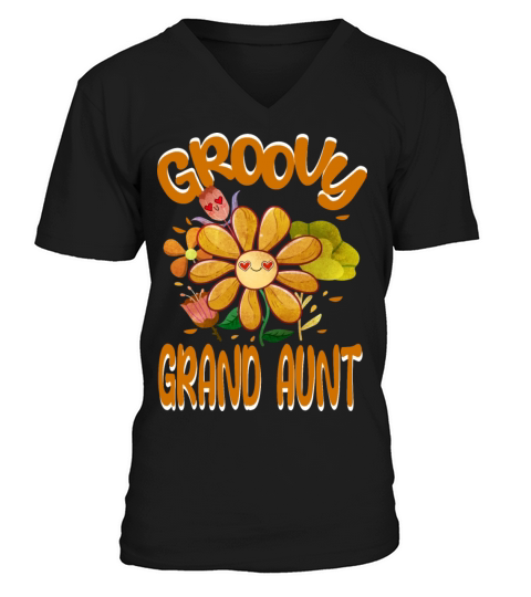 Groovy Grand Aunt Family Matching Vintage Family V-Neck T-shirt