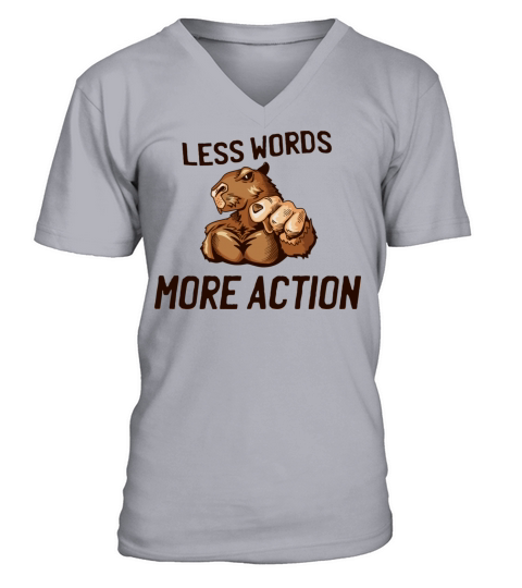 Less words more action V-Neck T-shirt