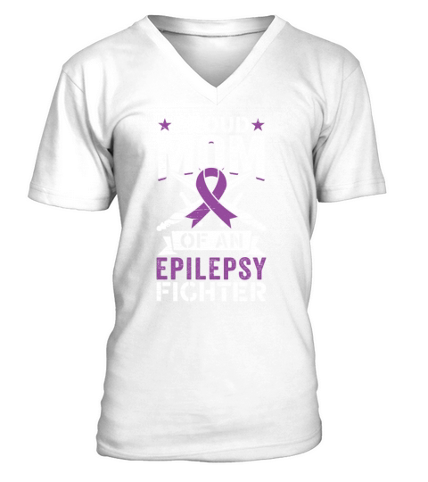 Mom Of An Mom Of An Epilepsy Fighter Epilepsy V-Neck T-shirt