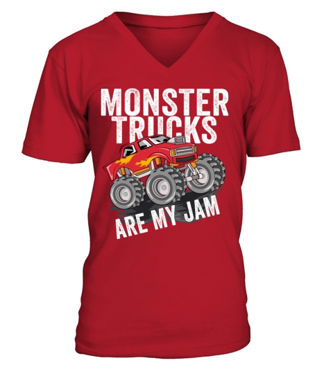 Monster Trucks Are My Jam Vintage Retro V-Neck T-shirt